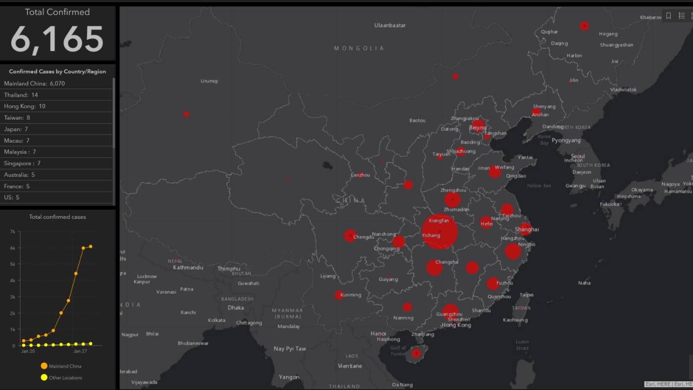 Esri ArcGIS used to track Coronavirus